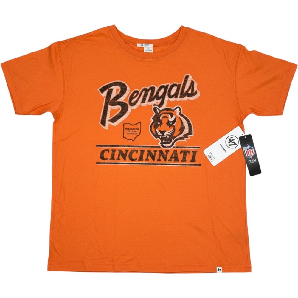 47 Brand Cincinnati Bengals NFL Womens Orange Tee-Shirt Cotton Medium NEW